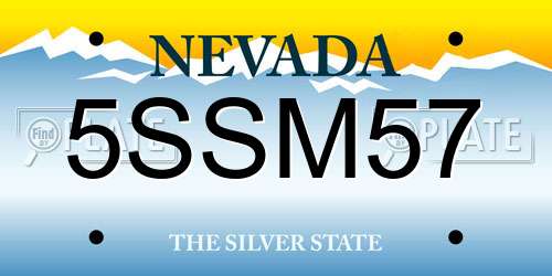 5SSM57 Nevada License Plate