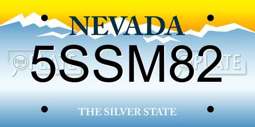 5SSM82 Nevada License Plate