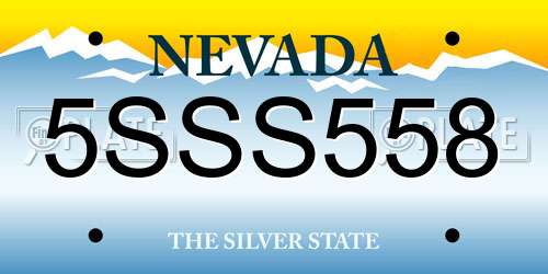 5SSS558 Nevada License Plate