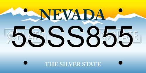 5SSS855 Nevada License Plate