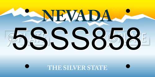 5SSS858 Nevada License Plate