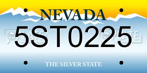 5ST0225 Nevada License Plate