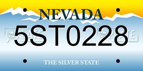 5ST0228 Nevada License Plate