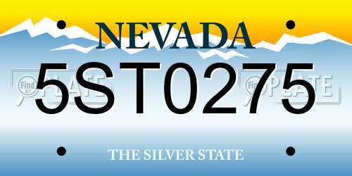 5ST0275 Nevada License Plate