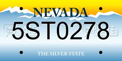 5ST0278 Nevada License Plate