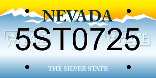 5ST0725 Nevada License Plate