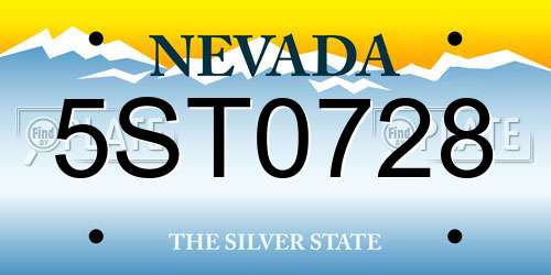 5ST0728 Nevada License Plate