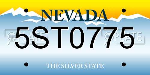 5ST0775 Nevada License Plate