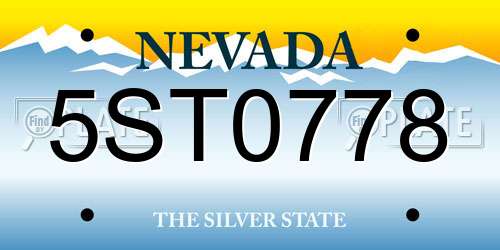 5ST0778 Nevada License Plate