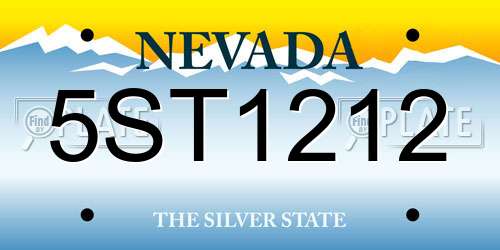5ST1212 Nevada License Plate
