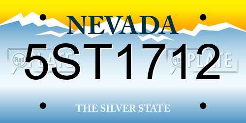 5ST1712 Nevada License Plate