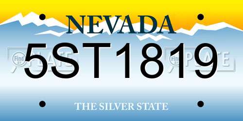 5ST1819 Nevada License Plate