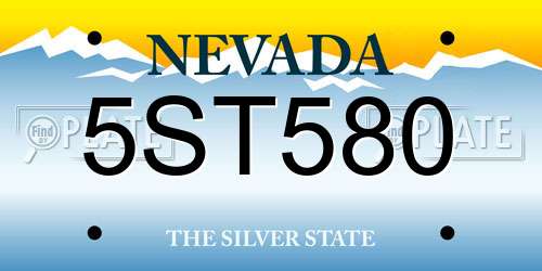 5ST580 Nevada License Plate