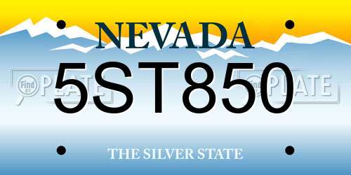 5ST850 Nevada License Plate