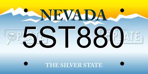 5ST880 Nevada License Plate