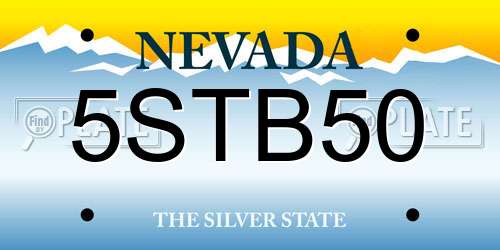 5STB50 Nevada License Plate