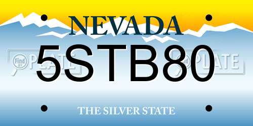 5STB80 Nevada License Plate