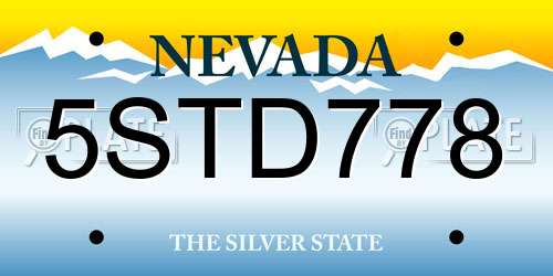 5STD778 Nevada License Plate