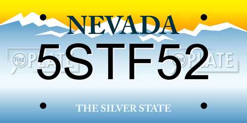 5STF52 Nevada License Plate