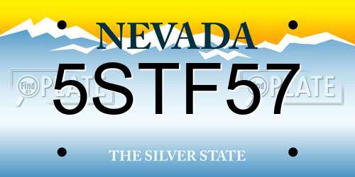 5STF57 Nevada License Plate