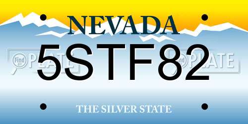 5STF82 Nevada License Plate