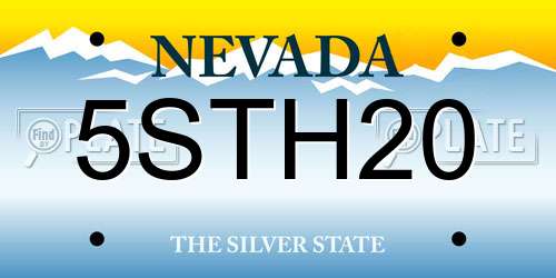 5STH20 Nevada License Plate
