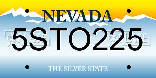 5STO225 Nevada License Plate