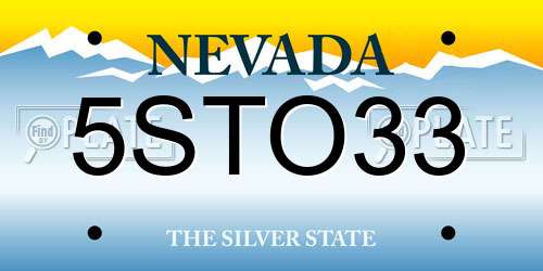 5STO33 Nevada License Plate