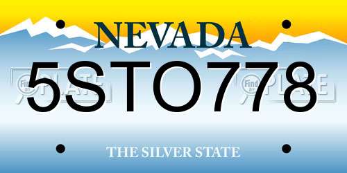 5STO778 Nevada License Plate