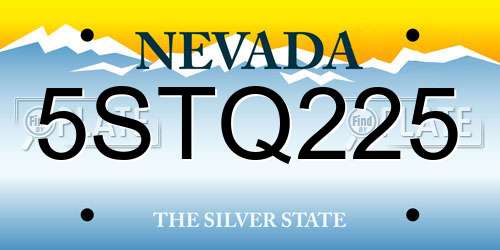 5STQ225 Nevada License Plate