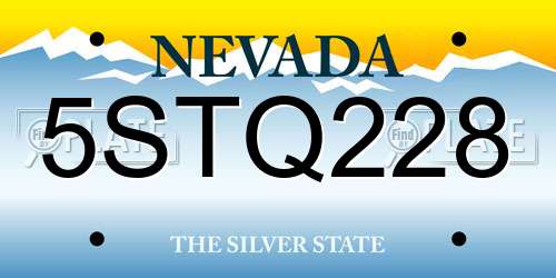 5STQ228 Nevada License Plate