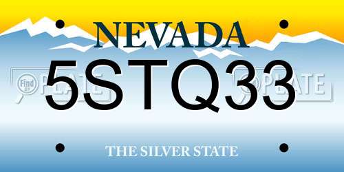 5STQ33 Nevada License Plate