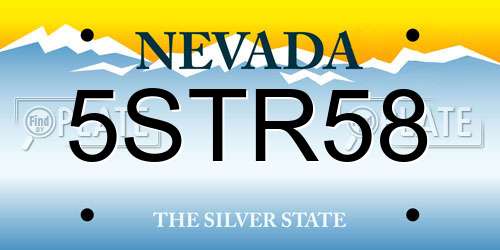5STR58 Nevada License Plate
