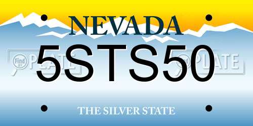5STS50 Nevada License Plate