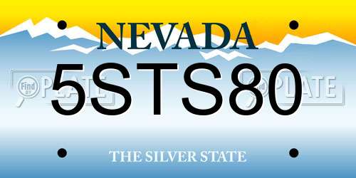 5STS80 Nevada License Plate
