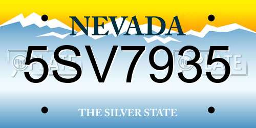 5SV7935 Nevada License Plate