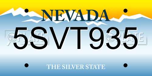 5SVT935 Nevada License Plate