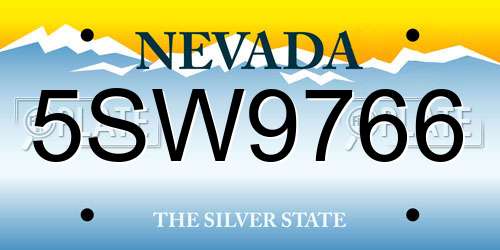 5SW9766 Nevada License Plate
