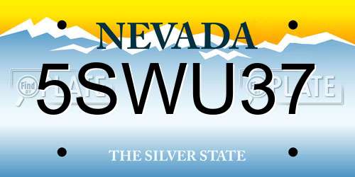 5SWU37 Nevada License Plate