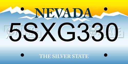 5SXG330 Nevada License Plate