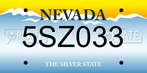 5SZ033 Nevada License Plate