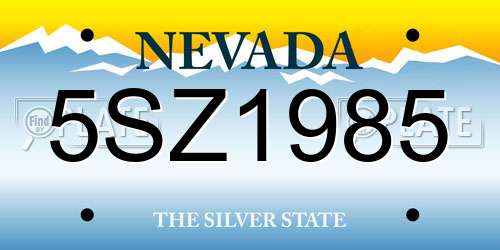 5SZ1985 Nevada License Plate