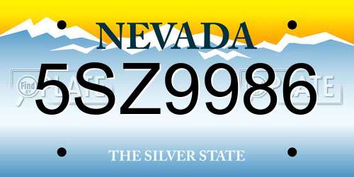5SZ9986 Nevada License Plate