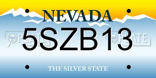 5SZB13 Nevada License Plate