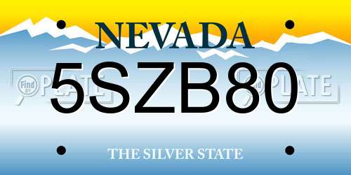5SZB80 Nevada License Plate