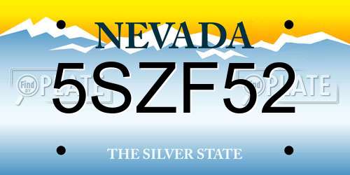 5SZF52 Nevada License Plate