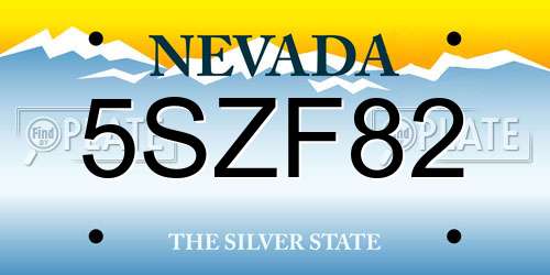 5SZF82 Nevada License Plate