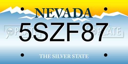 5SZF87 Nevada License Plate