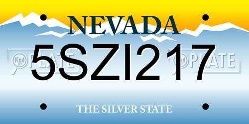 5SZI217 Nevada License Plate
