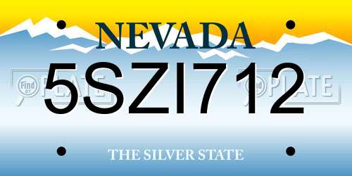 5SZI712 Nevada License Plate